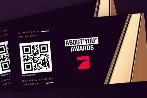 ABOUT YOU Awards tickets with QR codes, printed on site