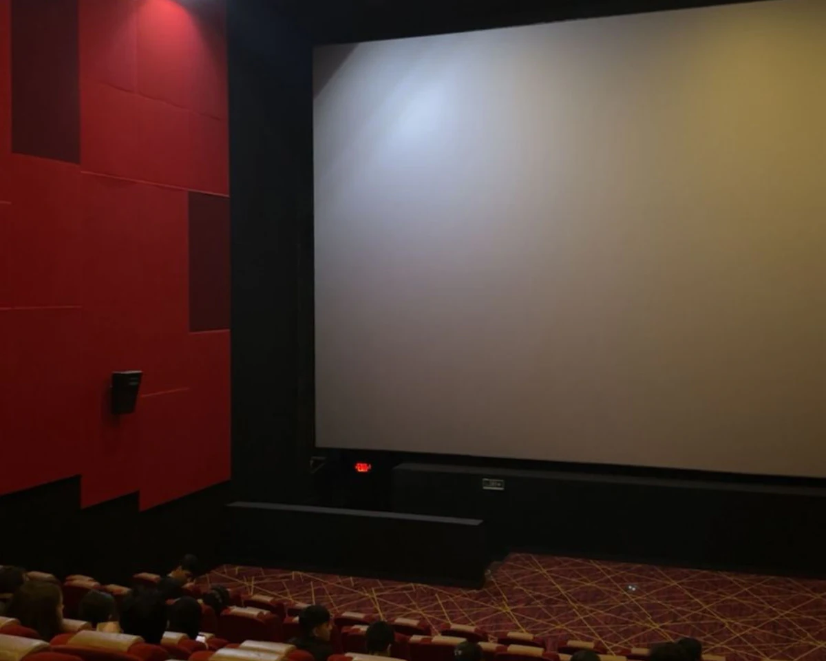 Empty movie screen before the screening starts