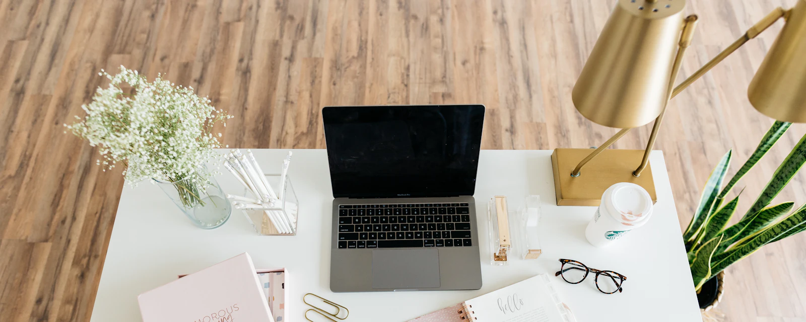 Tidy desk of an event planner